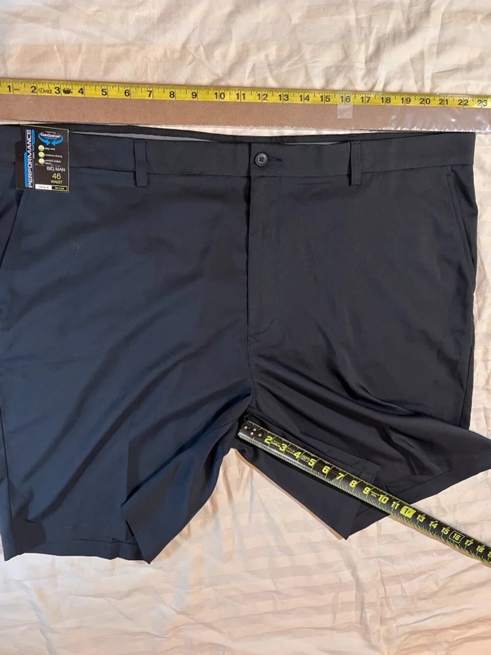 NWT Roundtree & Yorke Performance Golf Shorts Big Man Flat Front Black 46